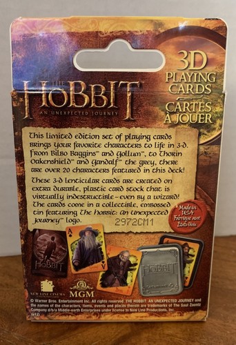 2012 Limited Edition ~ THE HOBBIT ~ 3D Playing Cards With Collectible Tin - Picture 3 of 3