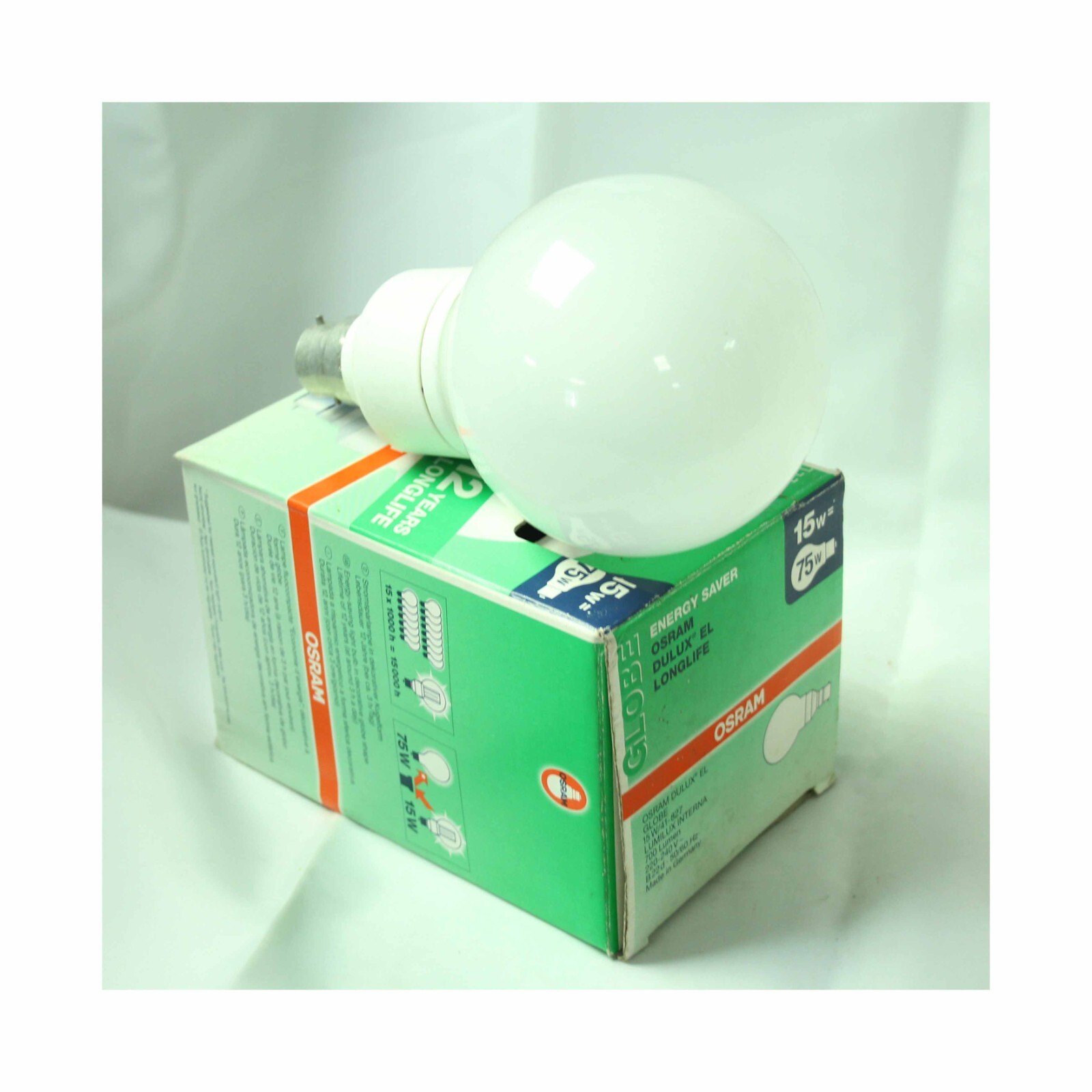 OSRAM DULUX EL LONGLIFE GLOBE 15W B22D LUMILUX INTERNA