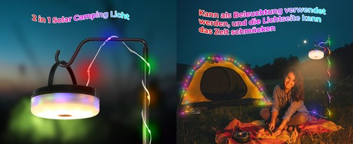 Catena Luminosa USB Campeggio Avvolgibile Catena Luminosa LED Impermeabile Solare Portatile - Foto 12 di 29