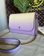 NWT tory burch Emerson dip dye chain crossbody wallet sweet corn lavender
