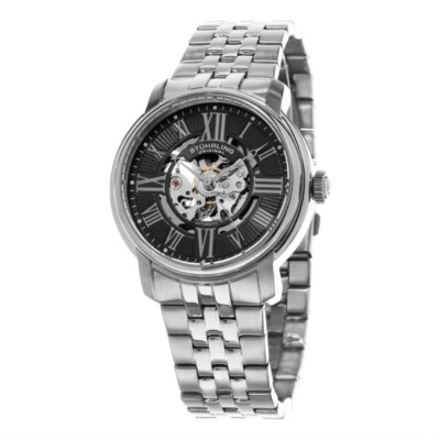 Stuhrling Original Atrium 812 Automatic Skeleton Resized Black Dial Mens Watch
