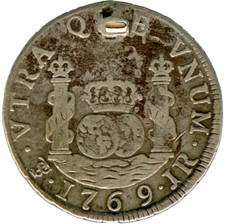 ☆ HISPANIC SILVER • COLONIAL 2 REAL 1769 POTOSI JR • CARLOS III ☆ BOLIVIA ☆D1323