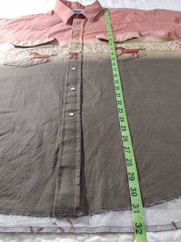 Vintage Wrangler Western Shirt XXL Brown Horses Pearl Snap Cowboy Graphic Rare - Picture 3 of 8