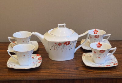TEAVANA Exclusive Collection Tea Set - RED BLOOM Hand Finished Fine Porcelain