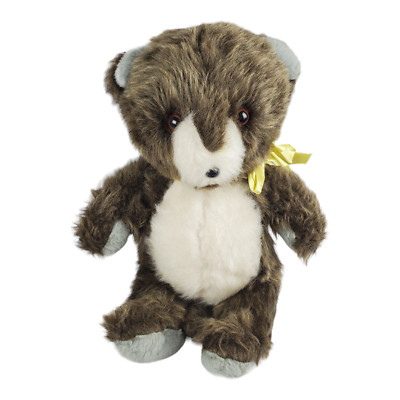 Teddy Bear Plush Furry Brown Cream Yellow Bow Fuzzy Loveable Stuffed Animal