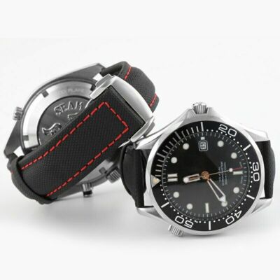 22mm Nylon Leather Canvas band stap For OMEGA PLANET OCEAN FAST US SHIP + Buckle