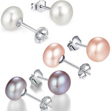 OHRSTECKER 925 STERLING SILBER OHRRINGE SÜßWASSERPERLE ECHTE PERLE DAMEN SCHMUCK