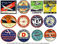 Cabin Pass Decals, STEAMSHIP LUGGAGE STICKERS, 1 Sheet, 12 Travel REPRODUCTIONS