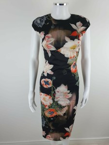 Ted Baker Black Floral Party Occasion Evening Midi Pencil Dress