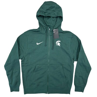 Nike Club Fleece MSU Michigan State Spartans Full Zip Hoodie, Size Md DZ8887-397