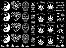 Marijuana Weed 34 pcs White Fused Glass Decals