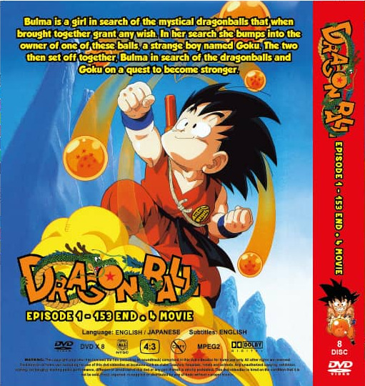 DVD Dragon Ball Eps 1-153End + Dragonball Z Ep 1-291End. English Dub. Dual  audio