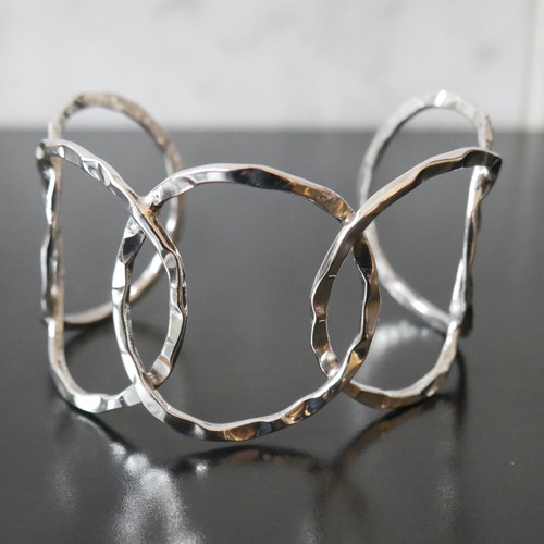 México Pulsera de Plata Esterlina 925 Ajustable Puño Ancho Martillada NUEVO - Imagen 5 de 8