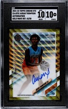2021-22 TOPPS CHROME OVERTIME AUSAR THOMPSON AUTO RC GOLD WAVE 43/50 SGC 10 GEM