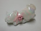Vtg Fenton Mother of Pearl Crouching Kitty Cat Iridescent Figurine Paperweight
