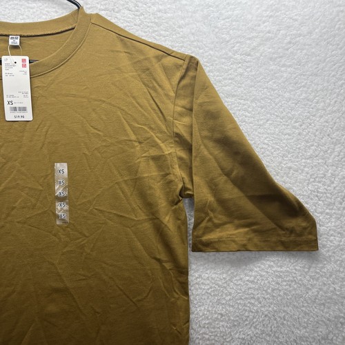 Uniqlo Shirt Womens XS Brown Slit Cotton Oversized Tunic Short Sleeve New Chore - Picture 4 of 16