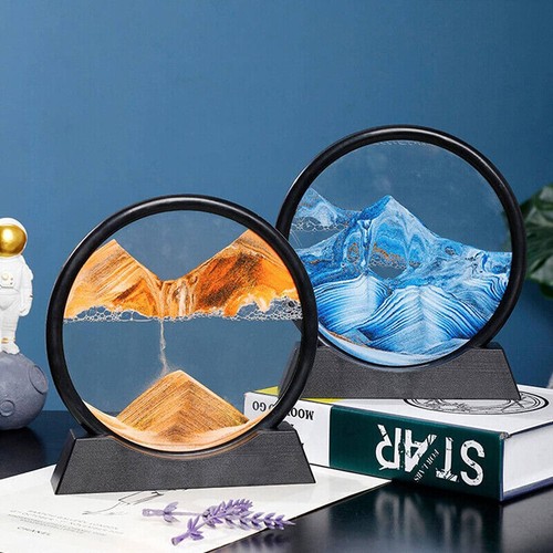 Moving Sand Art Picture Round Glass Quicksand Painting 3D Deep Sea Sandscape AU - Bild 7 von 17