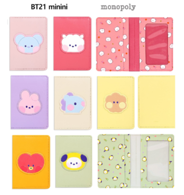 【まとめ売り/レア】BTS bt21 mininiキャンバスボードトレカ BTS BT21 minini Card Case with Leather Patch official 7.2 x 10.2