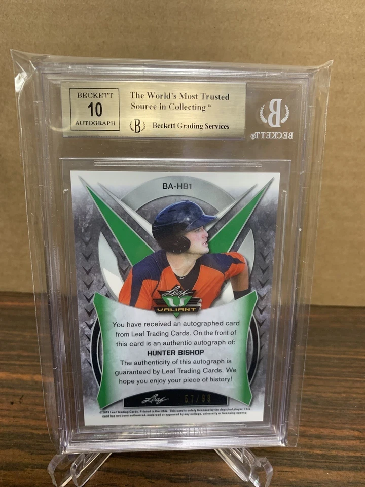 2019 Leaf Valiant Hunter Bishop Autograph Auto /99 Green BGS 9.5 - Image 2 of 2