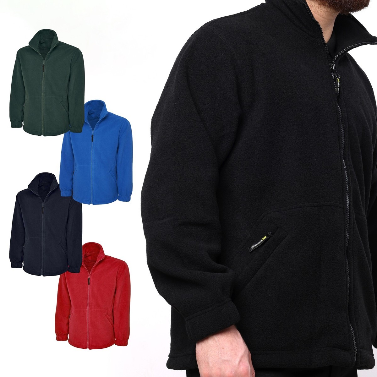 Mens Classic Full Zip Fleece Jacket Size XS to 5XL by MIG WORK CASUAL  LEISURE