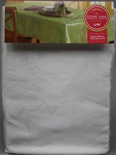 Blossoms Blooms Spring White Floral Print 60x84 Oblong Tablecloth NIP