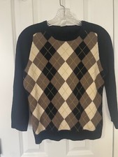 J.Crew Women's Argyle 3/4 Sleeve Sweater Size Small
