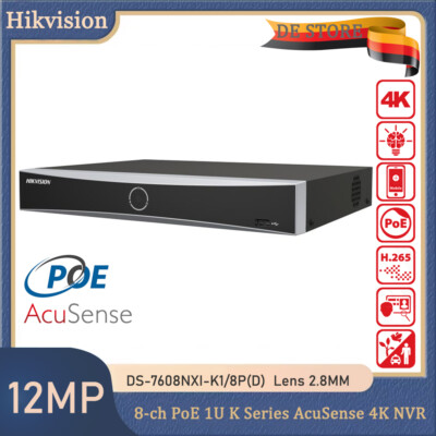 Hikvision 8CH PoE Network Video Recorder DS-7608NXI-K1/8P(D) Security Camera NVR