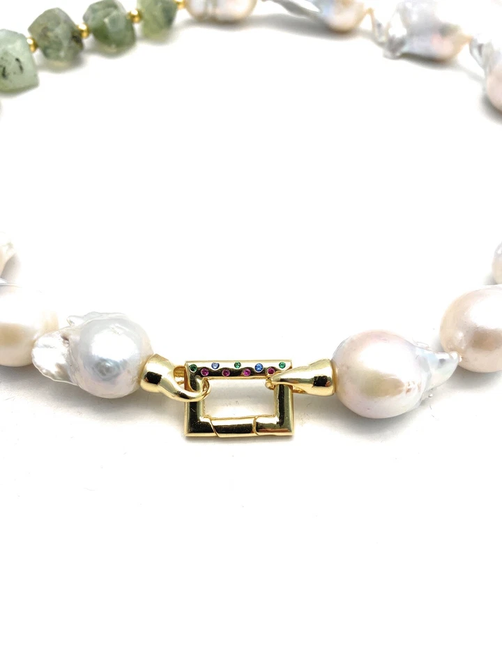 Collana diWa Jewels Girocollo Perle Barocche Prenite Argento Sterling Zirconi - Immagine 2 di 4