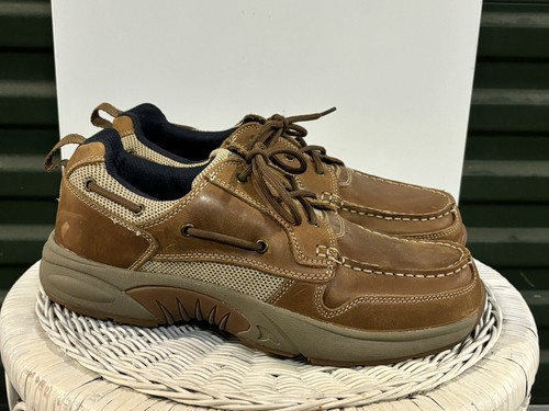 Rugged Axis Shark Grip Hand Sewn Leather Mens Boat Shoes Size 10.5W - Picture 2 of 11
