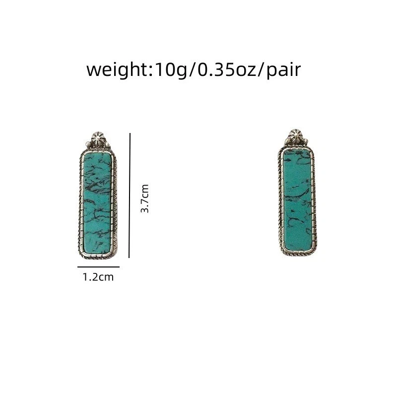 Pendientes de flor turquesa enchapados en plata 925 con borla colgante gota joyería vintage Foto 4 de 4