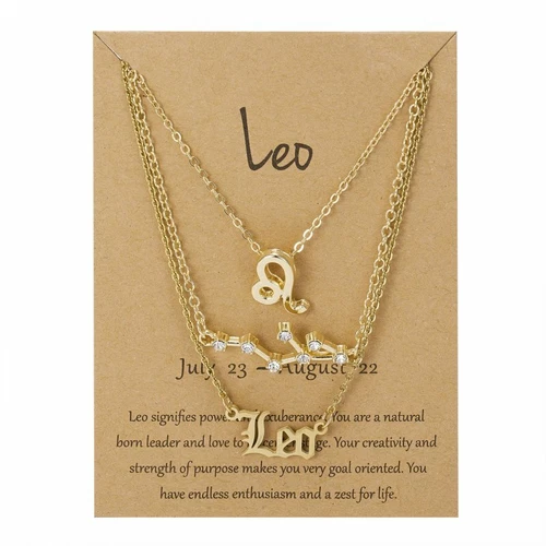 3Pcs/Set 12 Constellations Pendant Necklace Horoscopes Zodiac Women Choker - Picture 24 of 48