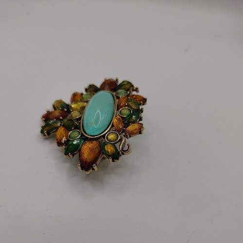 VTG PIN/BROOCH Signed L C blue center stone multi color surrounding - Picture 4 of 8