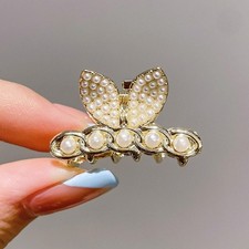 2Pcs Bangs Clips Set,Pearl Flat Bar Clip Bunny Ears Pearl Clip for Women Girls