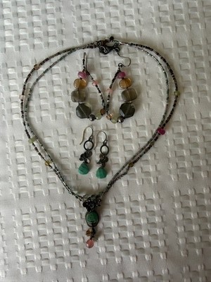 Silpada Sterling Silver .925 2 Necklaces 2 Earrings Precious Stones