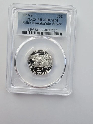 SILVER 2023 S PR70 DCAM WASHINGTON QUARTER EDITH KANAKA'OLE 25C 90% AG COIN
