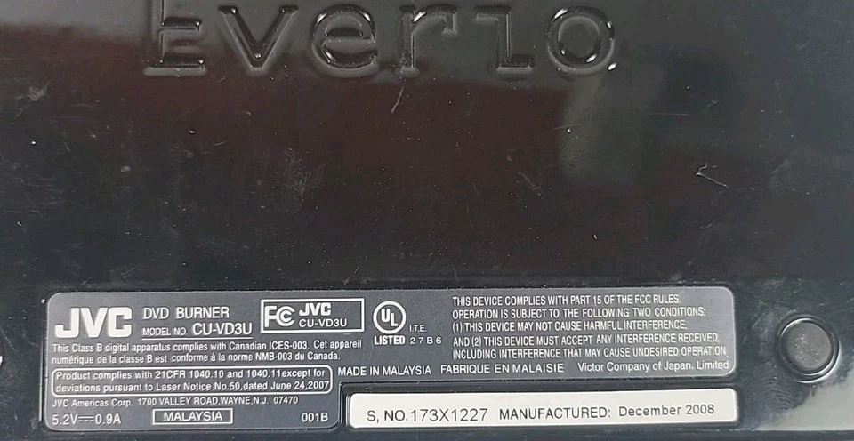 JVC CU-VD3U EVERIO SHARE STATION DVD BURNER.                              54 - Image 4 of 4
