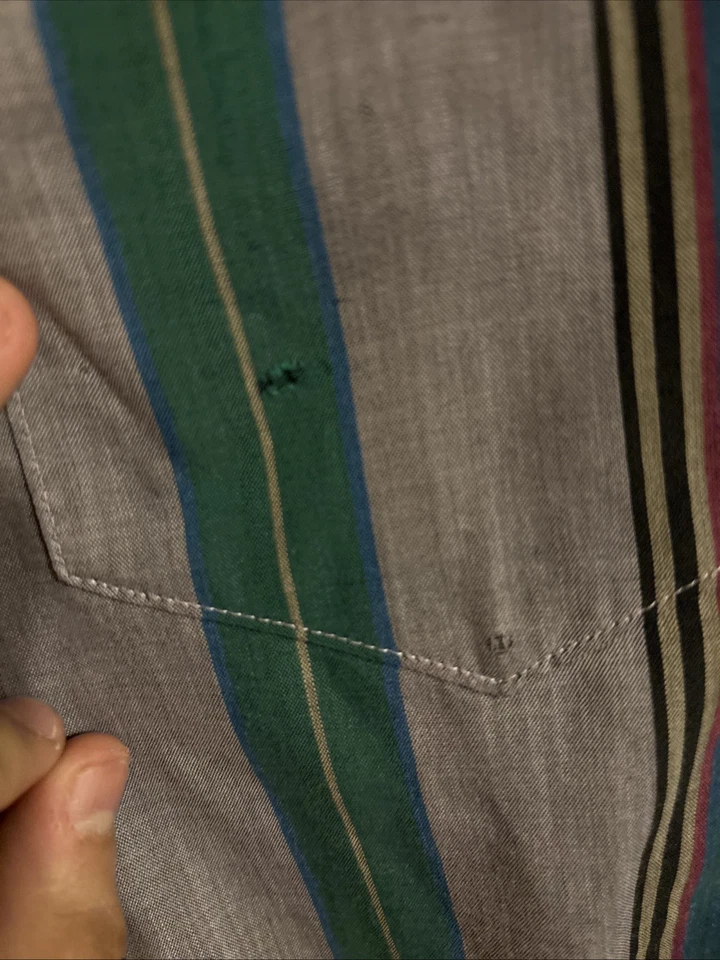 Camisa Wrangler Para Hombre Vintage Brushpopper Manga Larga Púrpura, 17.5/35, Perla Snap Foto 4 de 4