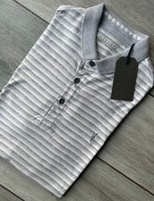 Image of ALL SAINTS CHALK "TRIGGER BRAMFORD" SHORT SLEEVE POLO SHIRT - XS - NEW TAGS