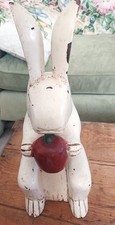 Large Folk Art carved wooden rabbit