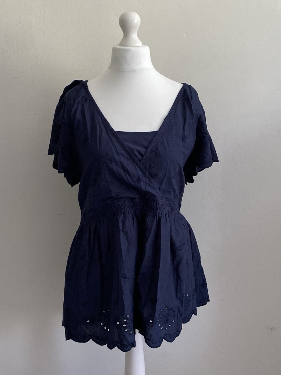 Frugi Top Women's UK 18 Maternity/Breastfeeding/Nursing Blue