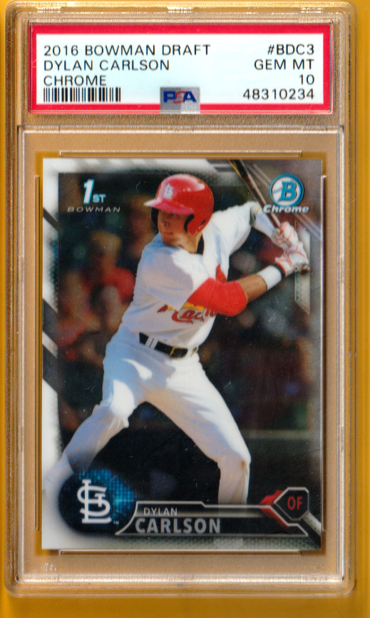 2016 BOWMAN DRAFT CHROME DYLAN CARLSON    #BDC3   PSA 10  CARDINALS