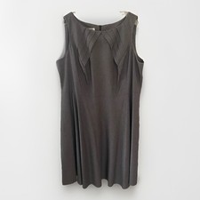 Dress Barn Sleeveless Dress Size 22 Gray Pleated Business Casual Stretch Flair
