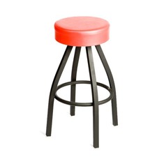 Oak Street Mfg SL2132RED Red Button Top Stool w/Black Frame
