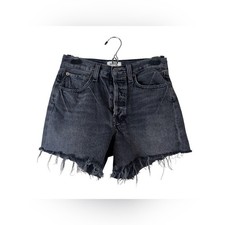 Agolde Black Denim Button Fly Jean Shorts Womens 24 Festival Casual Classic