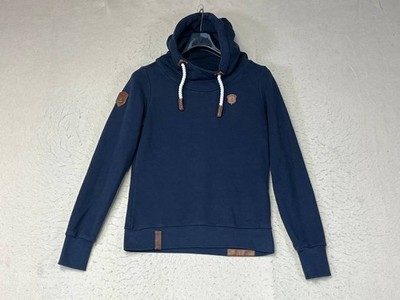 Naketano Hoodie Dark Blue Mock Heavy High Collar Pullover Long Sleeve Size M