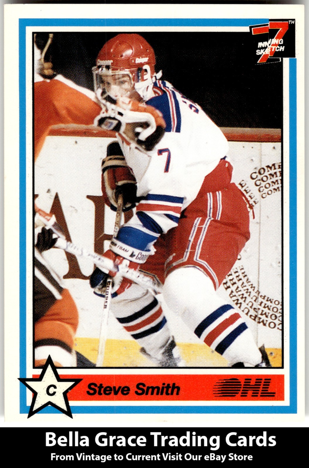1990-91 7th Inning Sketch OHL Steve Smith #240 Kitchener Rangers NHL Hockey