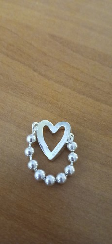 New GUCCI SILVER LOVE LOGO Beaded Chain Heart Ring 925 Size 7 NIB AUTHENTIC - Picture 3 of 16