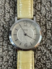 Relic Womens Watch ZRJ34002 Yellow Leather Band Silver Tone Case and Dial