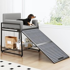 Pet Stairs Ramp with Seat Dog Window Perch Folding 110 lbs