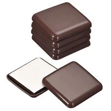 8Pcs Furniture Sliders 2" - Plastic Self-adhesive Square Sliding Pads Brown